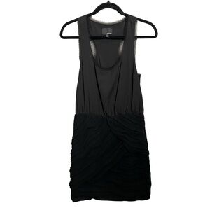 Greylin Dress Black Sleeveless Bodycon Ruched Ruffle Cocktail Dress